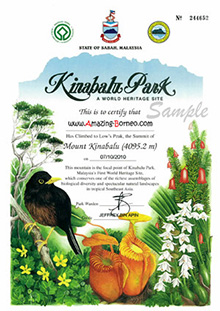 Mt Kinabalu Summit Low's Peak Certificate